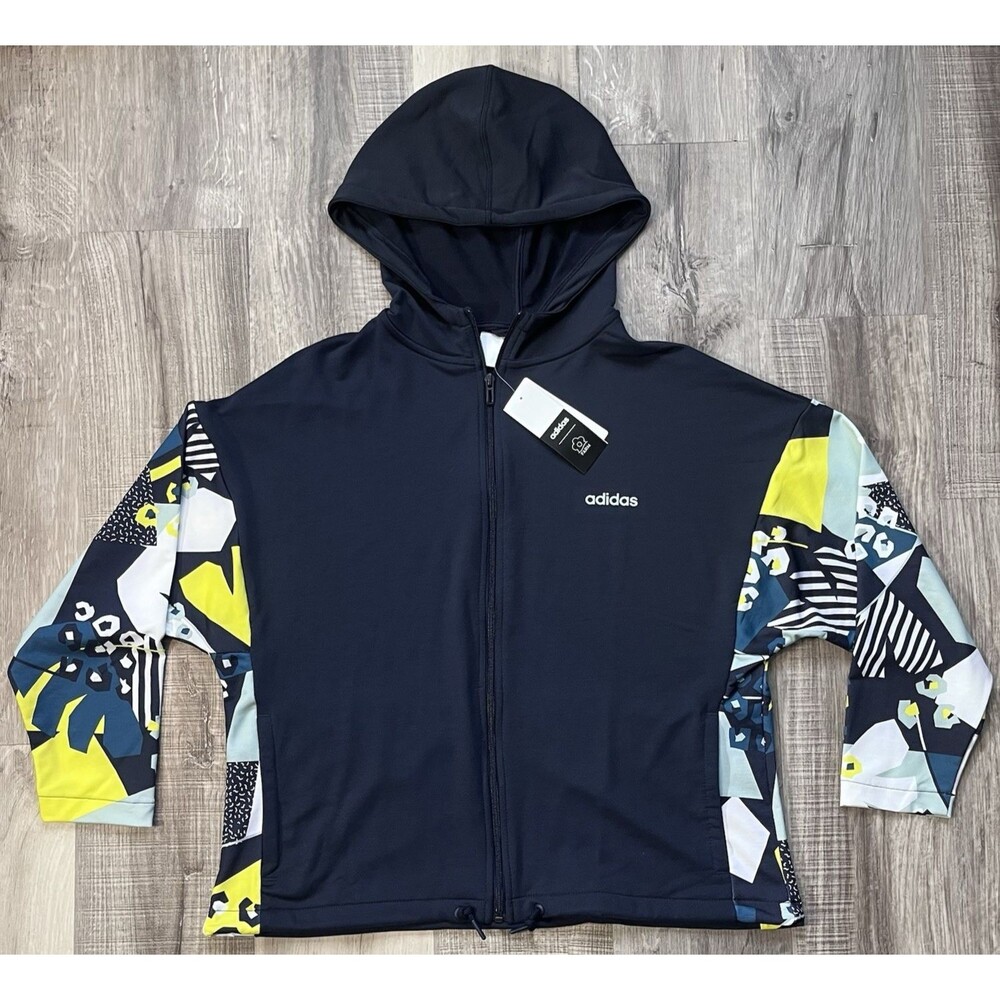 NWT Adidas X Farm Rio Womens Legend Ink Green Tin Full Zip Hoodie Jacket Small